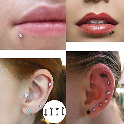 Incaton 16G Cartilage Earring Flat Back Sutd Earrings For Women Stainless Steel Helix Tragus Conch Hoop Piercing Earrings Star Cross Butterfly Heart Shiny Cz Cartilage Earrings #TOP3