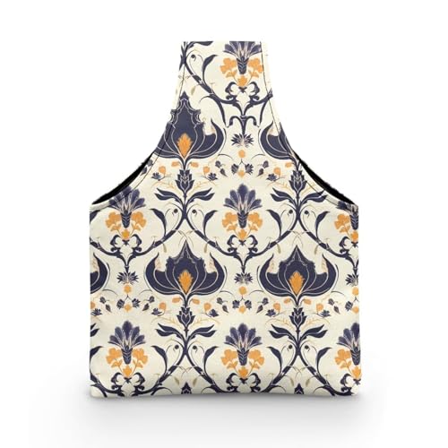 Image of ZUXONGSY Damask Floral Knot Yarn Tote Bags for CrochetingH Portable Yarn Bags for Crocheting on The Go Travel Yarn Storage Handbag