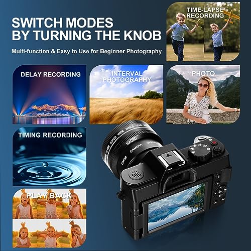 Digital Camera,NBD 4K 48MP Autofocus Vlogging Camera with 16X Digital Zoom,3.0 Inch 180 Degree Rotation Flip Screen, Wide Angle & Macro Lens,32G Memory Card,Cameras for Photography for Beginners - Image 7