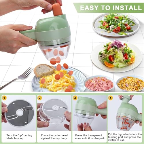 Procesador eléctrico de verduras 4 en 1 con 5 piezas miniatura 2