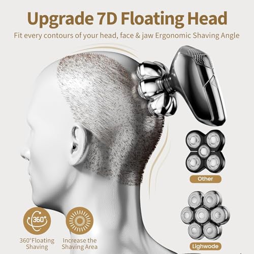 Image of SHPAVVER Head Shavers for Bald Men: 5-in-1 Electric Razor - IPX7 Waterproof Shaving Grooming Kit for Balder - Turbo Speed & Precision Blades (Gray Black)
