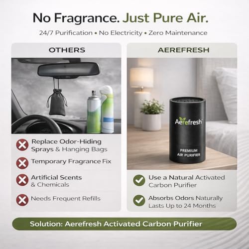 Image of Activated Charcoal Car Air Purifier | Natural Odor Remover for Car & Home | Non-Electric, Chemical-Free Air Freshener | Removes Smoke, Smell & Pollutants | Lasts 24 Months