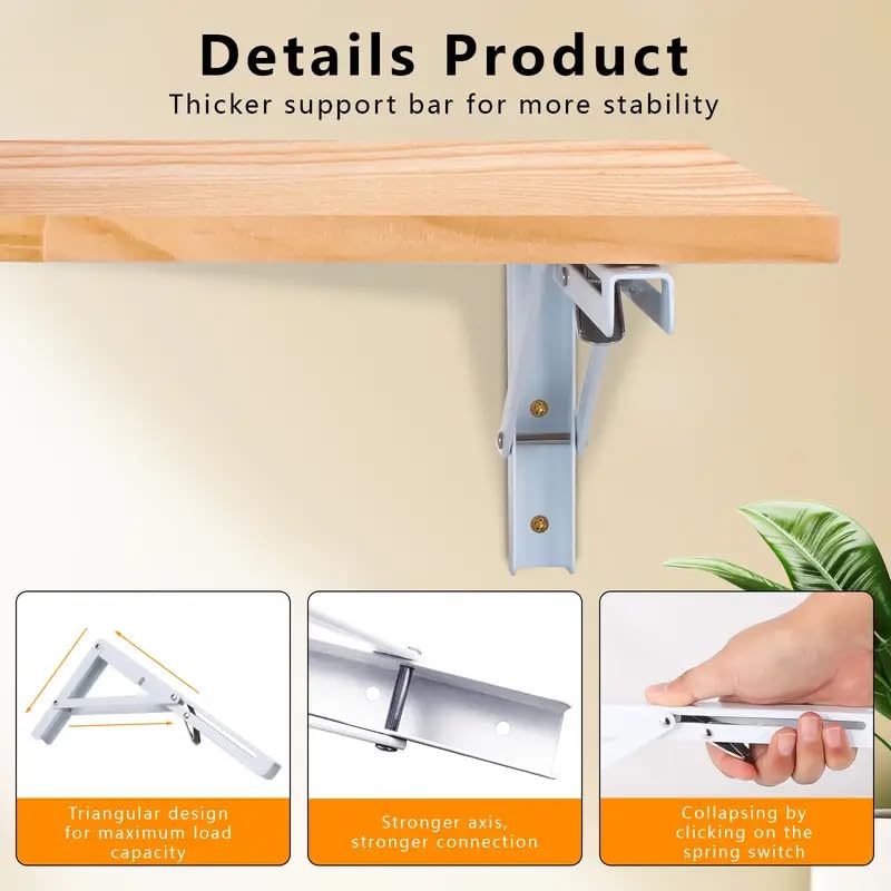 Support de table 400 mm pliable Tutee de 40 kg | Console rabattable robuste