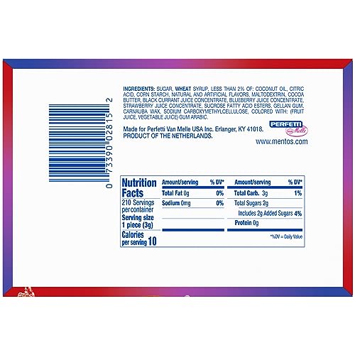 Image of Mentos Candy, Chewy Candy Mint Roll, Berry Flavored, Amazon Exclusive, Party, Office, Concessions, 14 Pieces (Bulk Pack of 15 Rolls)