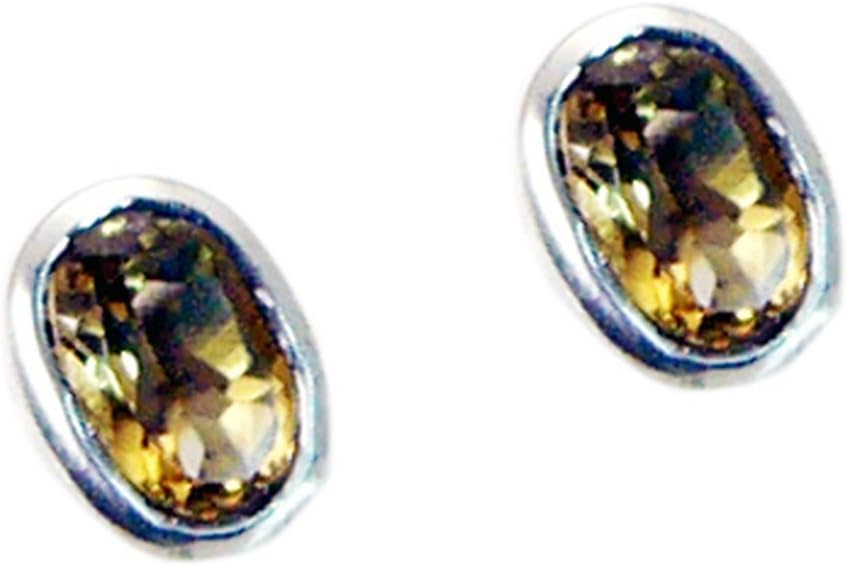 Natural Golden Citrine Ball Earrings For Women Sterling Fashion Jewelry November Birthstone