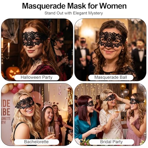 Image of Exlinonline Lace Masquerade Mask Elastic,Fit for Adult,Soft Gentle Material,Specially For Costume,Thememed Party