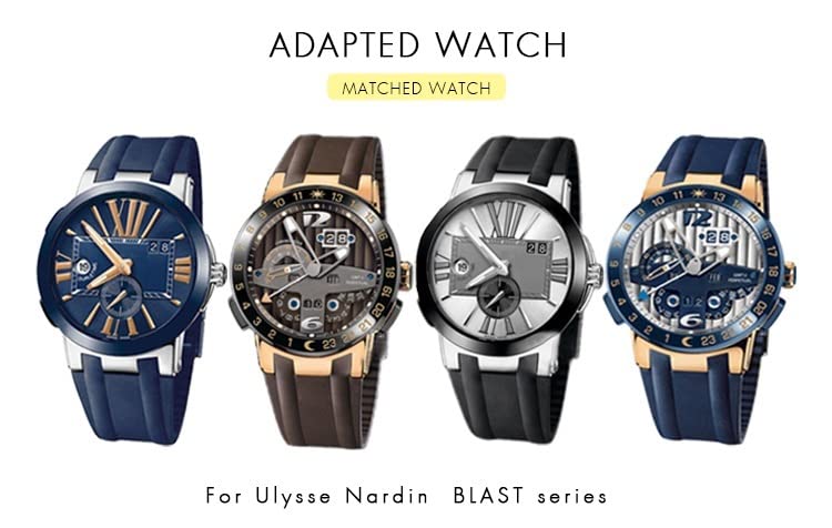 Pasek do zegarka z gumy silikonowej 26 mm do Aten Ulysse Nardin niebieski czarny sportowy wodoodporny paski do zegarków składana klamra akcesoria do zegarków