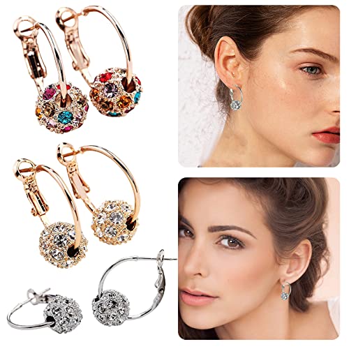 Tuscom 1 Pair of Sparkle Diamond Hoop Earring, Temperament All-Match Elegant Stud Earrings (B, 1cm X 0.7cm)