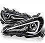 Spec-D Tuning Projector Jet Black Headlights + LED Signal Bar Compatible with 2012-2017 Scion FR-S, 2012-2017 Toyota 86, Left + Right Pair Headlamps Assembly
