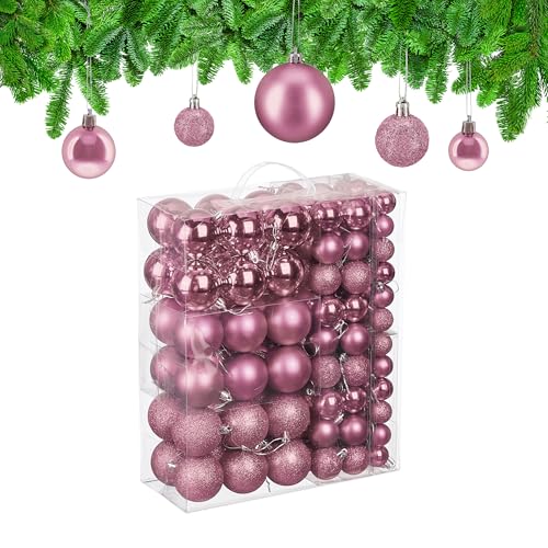 Relaxdays Weihnachtskugeln im 138er Set, Kunststoff, glitzernde,...