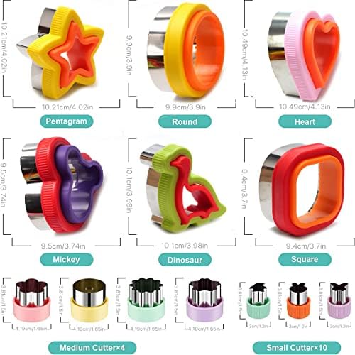 20Pcs Sandwich Cutter and Sealer Set for Kids, Stainless Steel Uncrustable Sandwich Maker Decruster Cookie Cutters Fruit Vegetable Cutter for Boys Girls Adult Lunch Bento Box