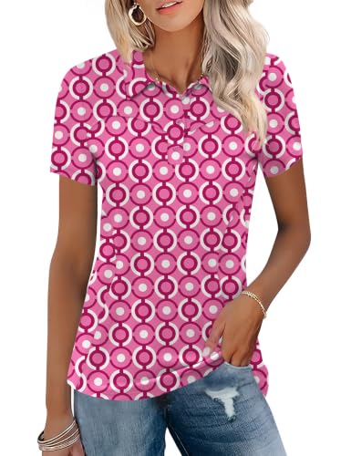 Image of TFSDOD Womens Golf Polo Shirts Collared Short Sleeve T Shirt Lightweight Moisture Wicking Polo Casual 3 Buttons Outfits