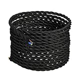 GreenSun LED Lighting 10m Textilkabel für Lampe Textilummanteltes Stoffkabel Stromkabel 3x0,75mm² 3-adrig Elektrokabel mit Erdleiter für DIY Pendelleuchte, Schwarz