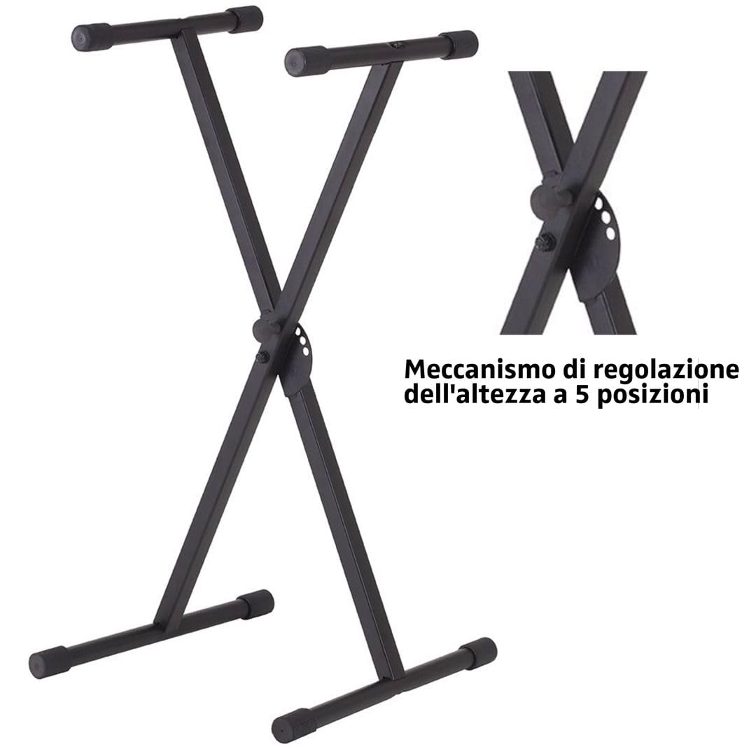 Set Scolastico per Casio CDP-S110 Bianco Piano Digitale 88 Tasti Pesati - Completo di Stand a X, Panchetta Regolabile, Alimentatore e Pedale
