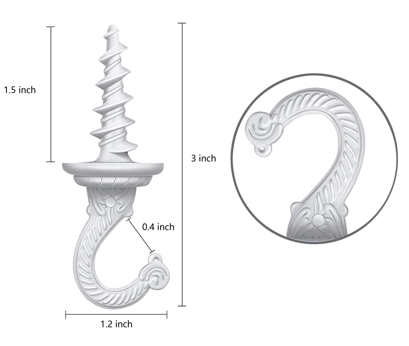 OBSTKUCHEN Swag Ceiling Hooks Wall Hook Heavy Duty Swag Hook Driller Hook Indoor Outdoor for Hanging Plants Chandelier etc. (2, White)