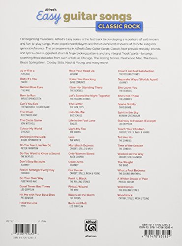 Alfred's Easy Guitar Songs -- Classic Rock: 50 Hits of the '60s, '70s 