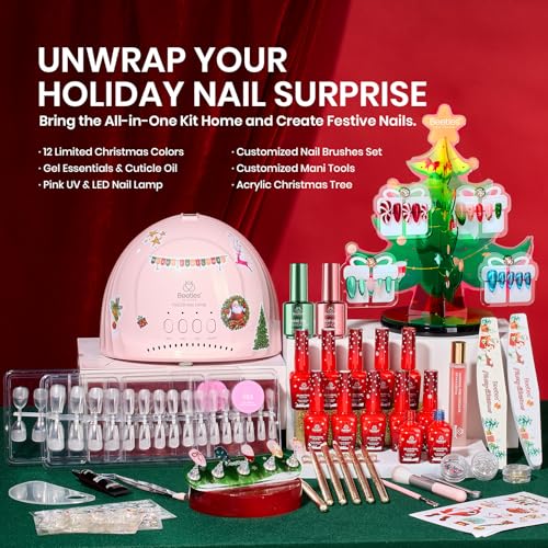 Image of Beetles 67Pcs Gel Nail Polish Kit with U V Light - 12 Colors Jelly Cat Eye Pink Gel Polish Set Red Blue Glitter Nail Kit with Acrylic Holder Display Manicure Tools Salon Gifts for Women