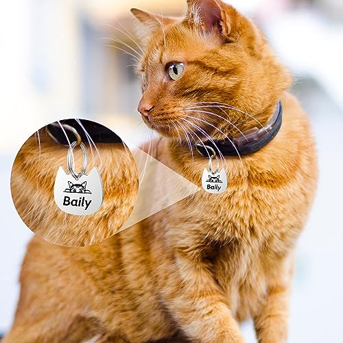 YEHANTI Katzenmarke mit Gravur - Katzenmarken Personalisiert mit Name, Telefonnummer und Adresse, Edelstahl Namensschild für Halsband, Anhänger Marke für Hunde und Katzen