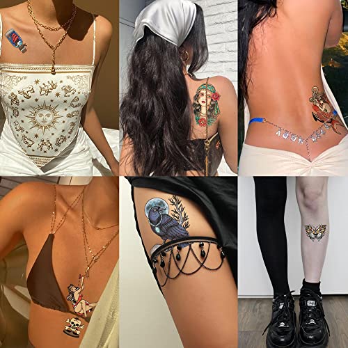 2 Sheets 49 Pcs Classic Temporary Tattoos Old School Stickers Different Sizes Vintage Sticker Flower Arm Rose Mermaid Sailor Tattoos Swallows Tattoos Butterflies Skulls Tattoos Swords Tattoos #TOP1