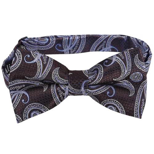 Image of Alizeal Mens 4pcs Vintage Paisley Bow Tie Set | Pre-tied Pocket Square Cufflinks Boutonniere for Wedding Everyday Use
