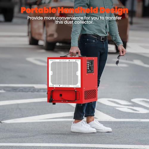 Abestorm Tabletop Dust Collector for Woodworking, Portable Double-sided Intake Air Filtration Systems, Movable Air Filter with Timer Function, Ideal for Garage Works Shop and Room Renovations