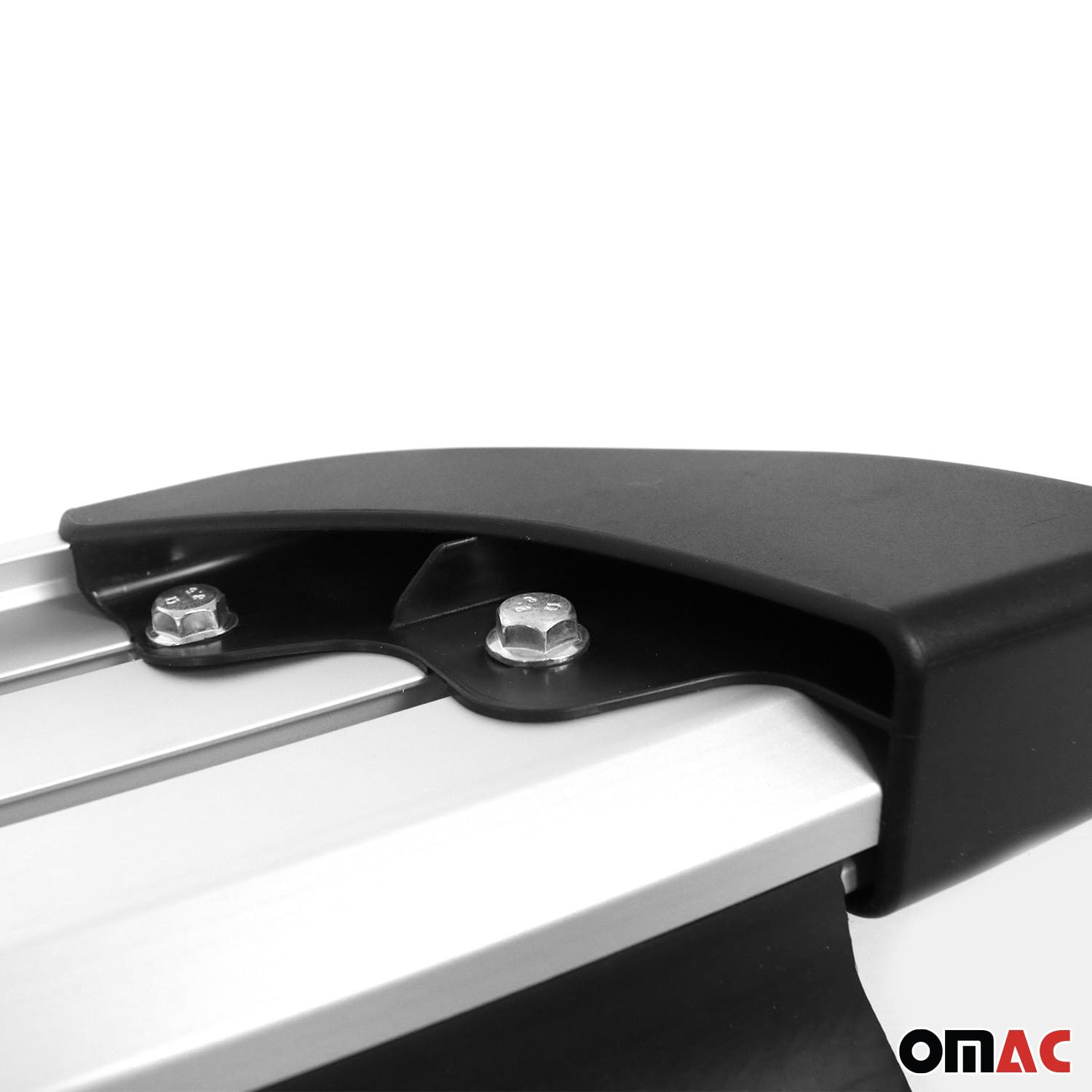 OMAC Trittbretter Seitenschweller Seitenbretter kompatibel mit VW Tiguan II 2016-2023 Schwarz-Silber Alu