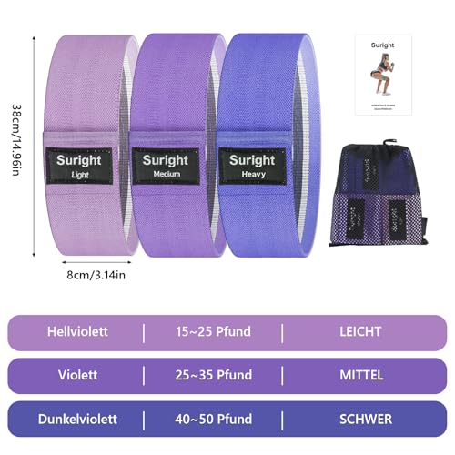 Bande Elastique Musculation en Tissu, Bande Elastique Fitness 3 Niveaux de Force, Elastique Sport pour Le Yoga/Pilates/Fitness/Squats/Pont fessiers – Image 3