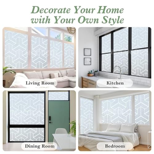 MOCOCO Premium Vinyl Privacy Stained Frosted Window Glass Film (12x25 Inch) - Self-Adhesive Tint Wallpaper Sticker Opaque Sheet for Glass Cover Window, Door, Office, Home.| Anti-UV. 3D Arrow Design - Image 6