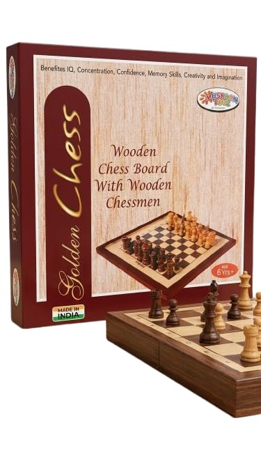 Generic Wooden Chess Board Game with Wooden Chessmen - Image 1