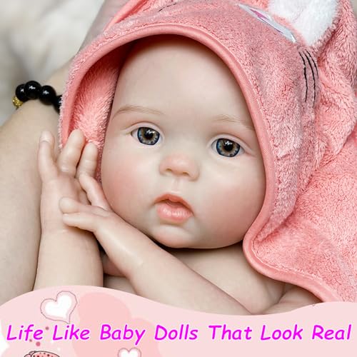Aniiyy Silikon-Babypuppen, 45,7 cm, realistische Babypuppen, Baby-Reborn-Puppen, Silikon, Ganzkörper-Mädchen – Bild 5