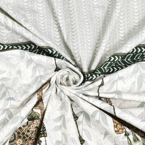 Image of 240 TC 100% Cotton Bedsheet for Double Bed King Size with 2 Pillow Covers | Breathable & Super Soft Rajasthani Sanganeri Jaipuri Printed Bed Sheet -100 * 108 Inches (Jaipuri Chhatar)