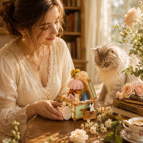 Cat Music Box Gift for Girlfriend Wife Daughter Grandma Granddaughter Sister Friends, Cute Kitty Musical Box Anniversary Birthday Gifts Kitten Lover Mother Day Present - Image 4