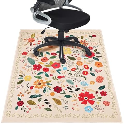 Office Chair Mat for Hardwood Floor 36"X 48" Computer Desk Chair Carpet Boho Floral Office Mats for Rolling Chairs Carpet Non-Slip Floor Protector Mat for Office Home Hard Floor & Tile Floor Cover