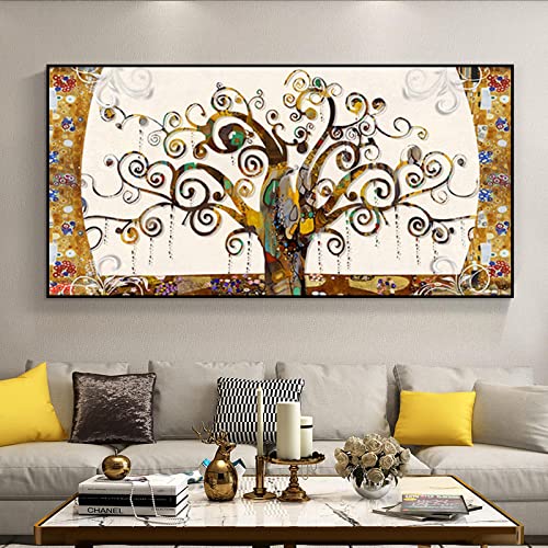 Peinture sur toile arbres Belle Vie, affiche évasion zen salon 40x80cm