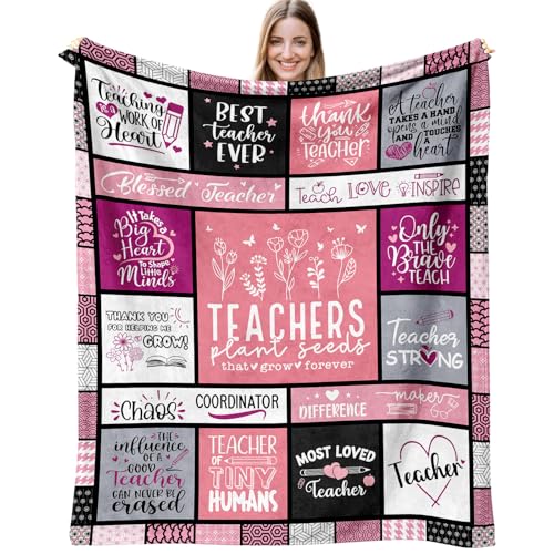 HSEFURNI Teacher Gifts for Women Blanket 60 x 50 Gifts for Teachers Women Thank You Teachers Gifts Idea Best New Female Teacher Gift