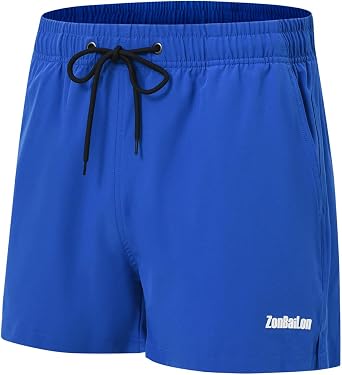ZONBAILON Mens Swim Shorts Drawstring Mesh Lining Board Shorts Quick Dry with Pockets
