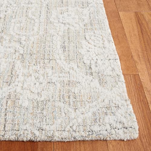 Image of SAFAVIEH Area Rug 8x10 - Ebony Collection - Large - Grey & Ivory, Handmade Wool, Ideal for Living Room, Bedroom, Office, Dining Space (EBN111F)