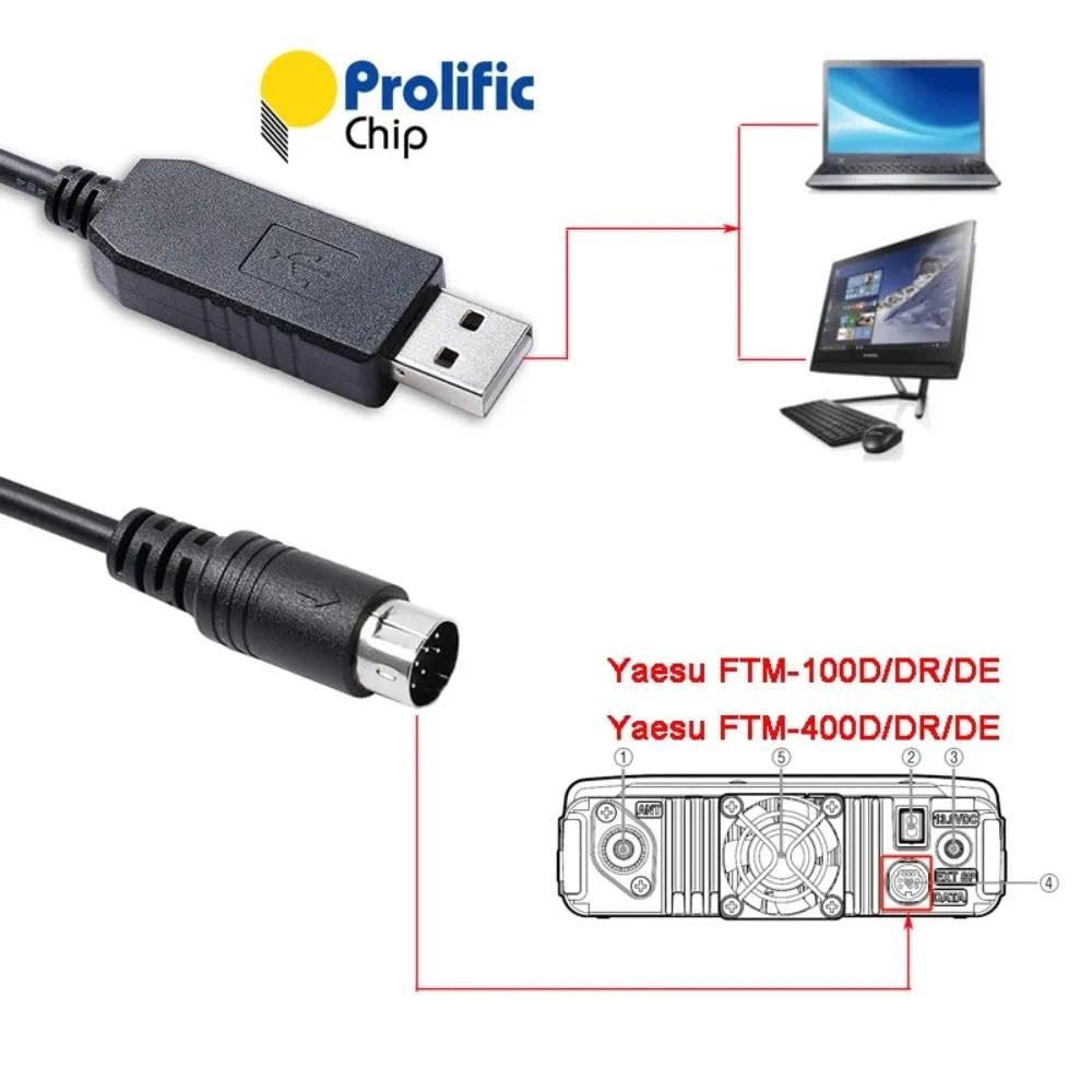 Câble USB vers mini DIN 10 broches pour Yaesu FTM Series, interface PC SCU-20/SCU-56 chipset PL2303GT 1m