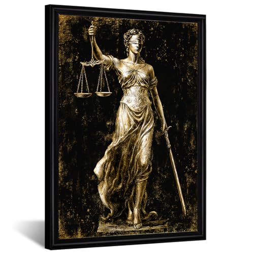 Visual Art Decor Lady of Justice Wall Decor Lawyer Office Decor Law School Students Bedroom Decoration Framed 16x24inch