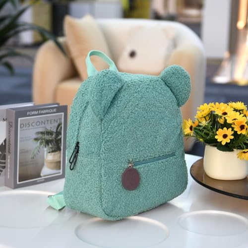 Aomig Plüsch Rucksack Kindergartenrucksack Kleinkind Rucksack Kindergarten Schultasche für Jungen Mädchen Kinder Tierischer Kinderrucksack Tier Cartoon Mini Tasche Kinder Rucksack für 2-6 Jahre (Grün)
