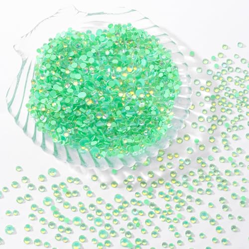 Image of F Green Flatback Rhinestones, Glass Rhinestones for Nail Art and Craft, Glue Fix, Loose Crystal Gemstones(F Green, SS8, 1440pcs, 2.3-2.5mm)
