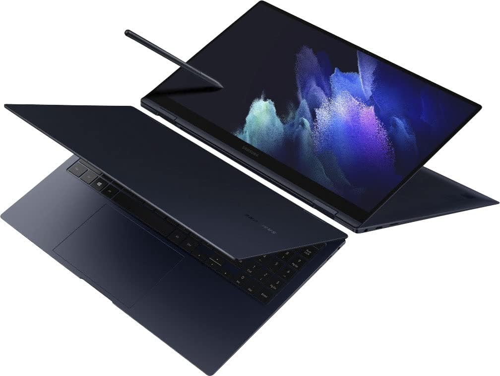 Samsung Galaxy Book Pro 360 in laptop mode, top-down view