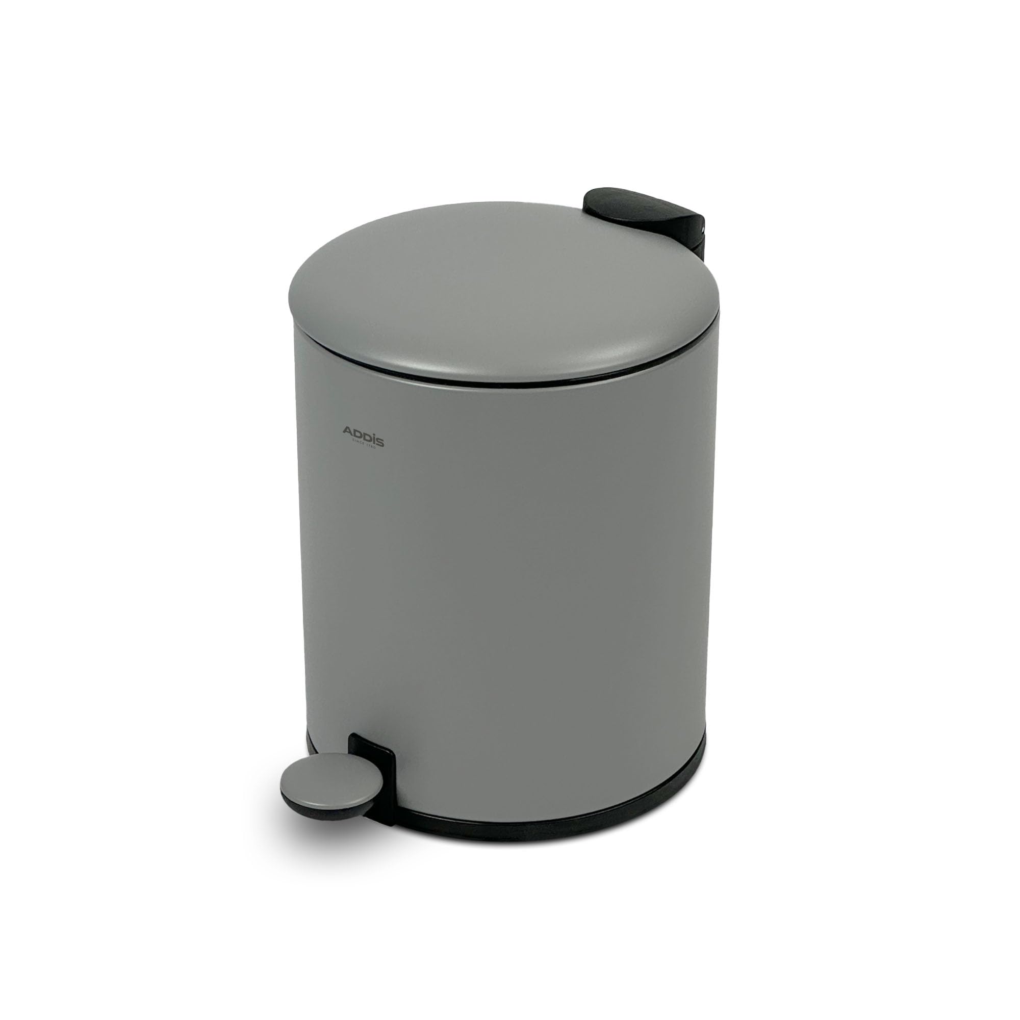 Addis 5L Bathroom Bin – Soft Close Pedal Bin, Stylish & Compact Metal Grey