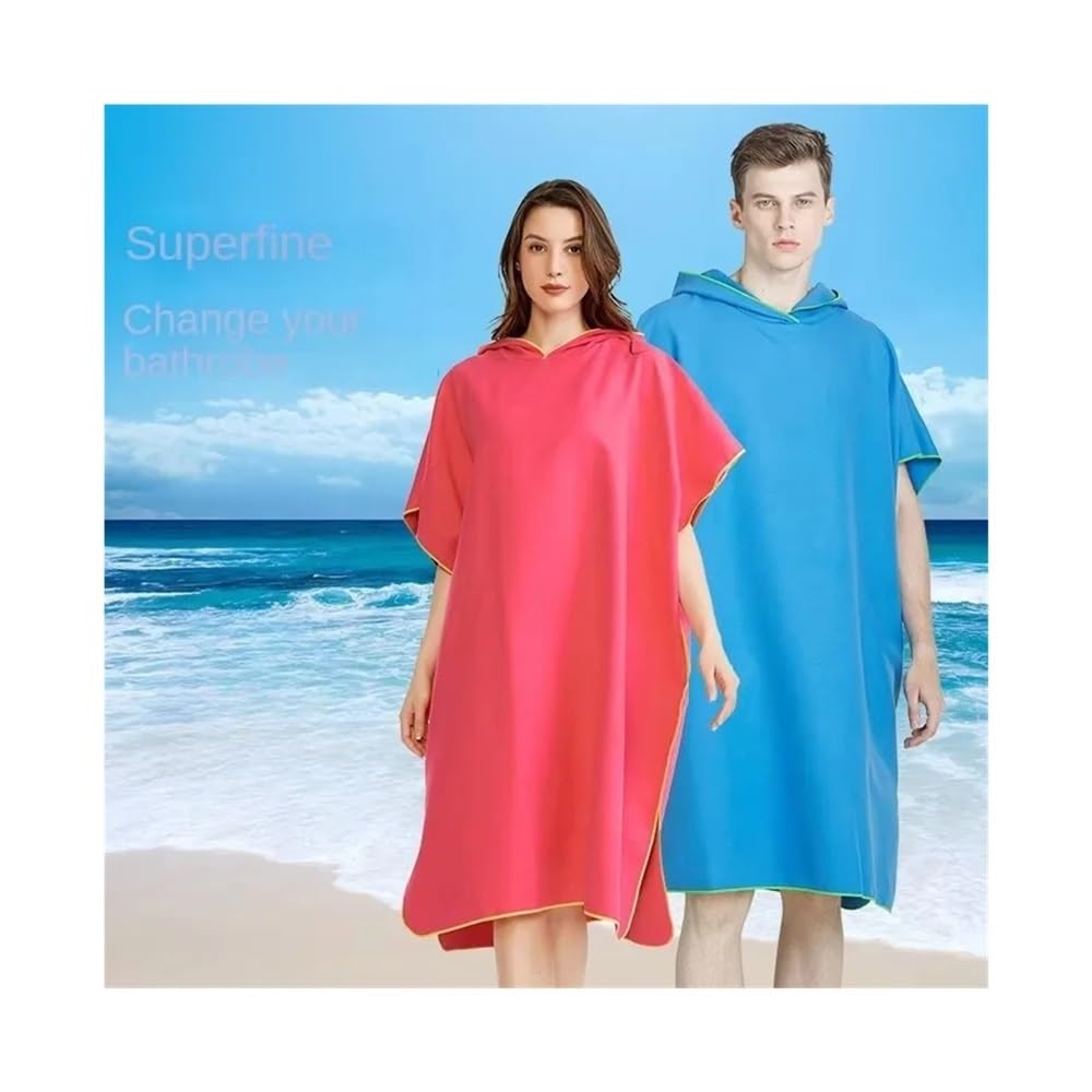 Surf Poncho Wickeltuch Kapuzenmantel Mikrofaser Stranddecke Badetuch (blau)