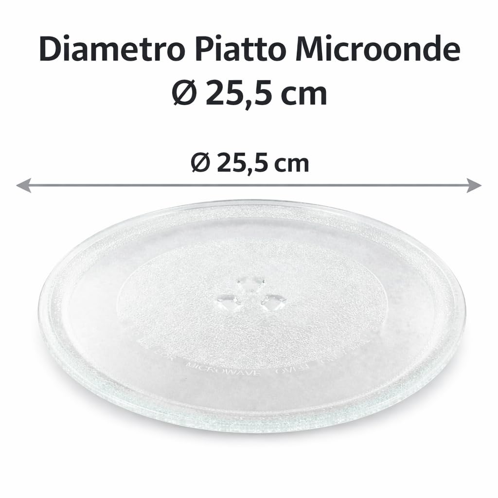 Plateau Tournant Micro-ondes Universel 25,5 Cm – Verre Trempé Avec 3 Fixations & 3 Pieds
