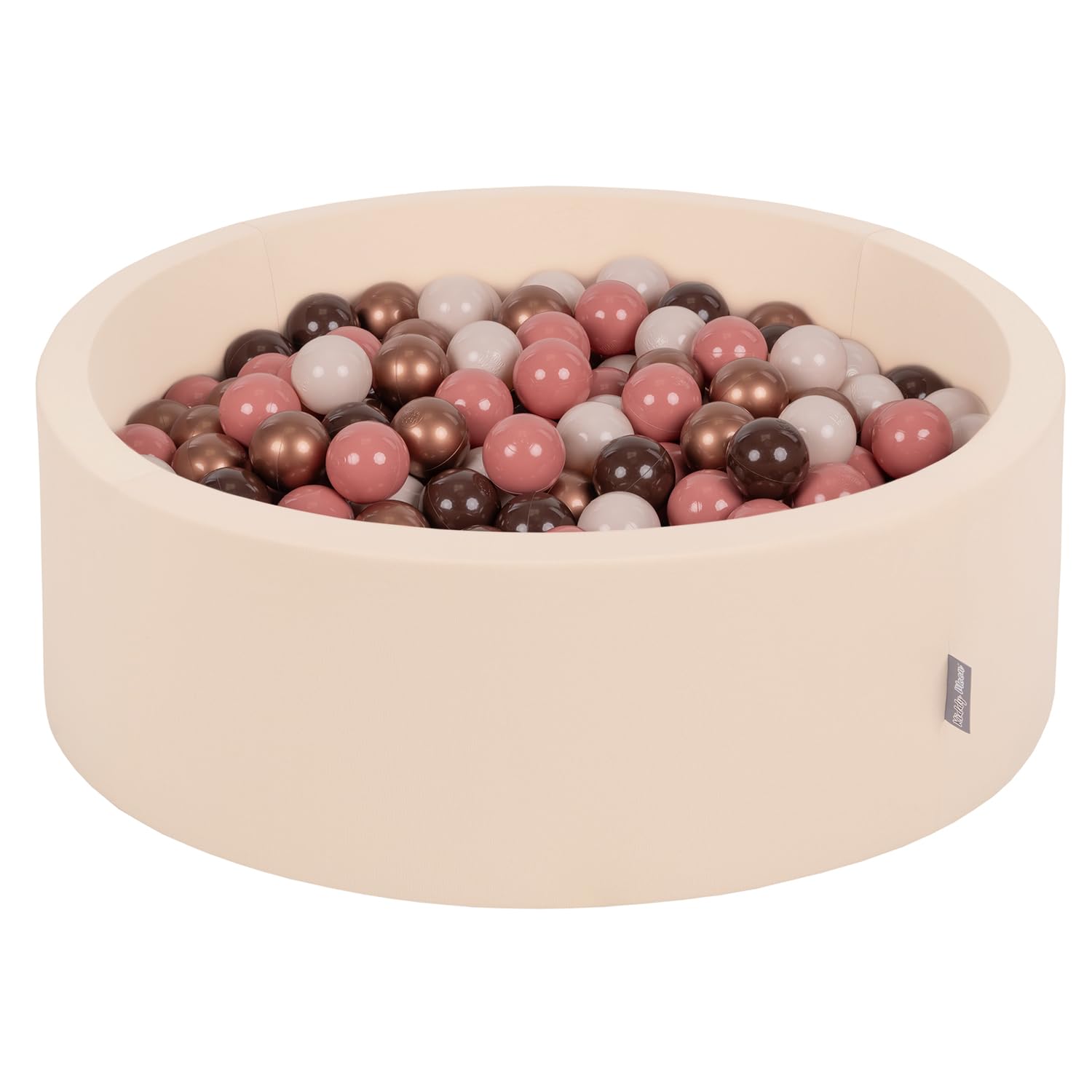 KiddyMoon Soft Ball Pit Round 90X30cm/300 Balls ∅ 7Cm/2.75In For Kids, Foam Ball Pool Baby Playballs, Beige: Brown/Copper/Pastel Beige/Solmon
