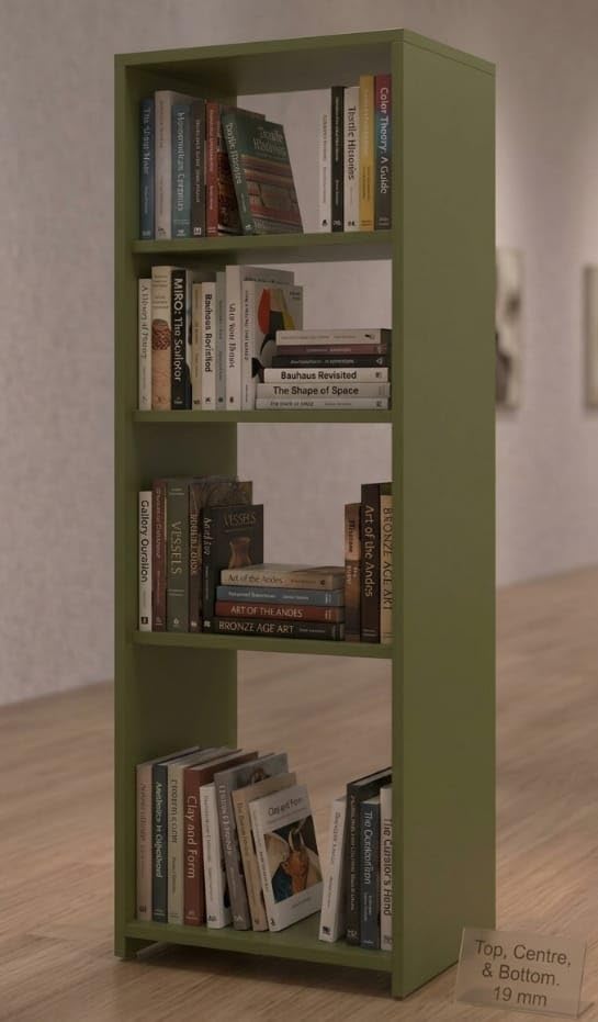 PREFIXED 4-Tier MDF Bookshelf Storage Cabinet Organiser, Olive Green | MDF with Polycoat Finish, Home & Office Use, Easy Assembly, Modern Design, Multipurpose Rack-image-38