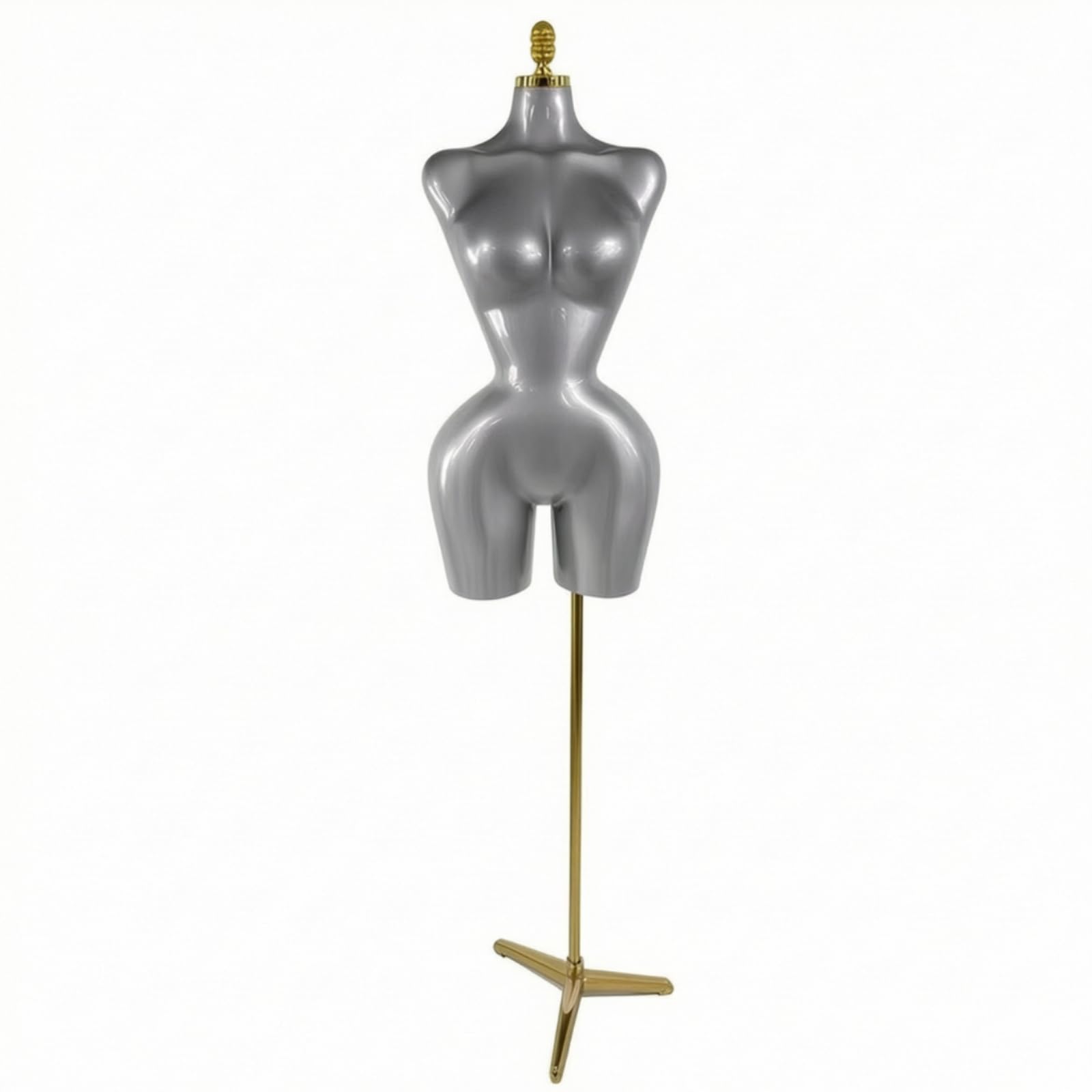 Frauen Schaufensterpuppe Torso Damen Büste Schneiderpuppe Figurine Modepuppe aus mit Glatter Oberfläche Und Stabilem Metallständer für Boutique, Grau