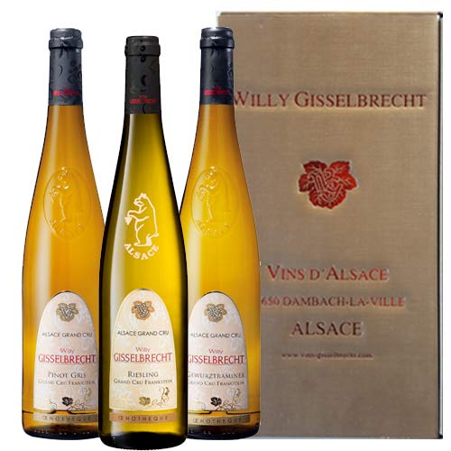 Coffret Cadeau vin 3 bouteilles Grand cru d'Alsace riesling, Pinot-gris et Gewurztraminer Gisselbrecht - bouteillles de 750 ml Cover