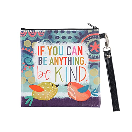 Shannon Road Gifts Women's Square Canvas Zippered Bag with Wrist Strap, Be Kind, 7 x 7-Inches